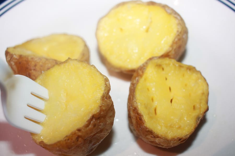 microwave baked yellow yukon gold potatoes
