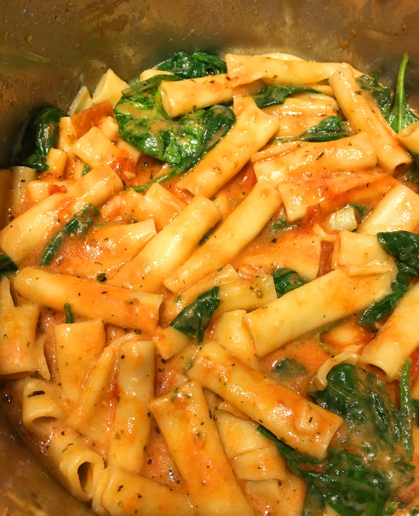ziti pasta with spinach