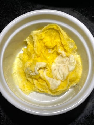 microwave egg omelette in ramekin bowl for one